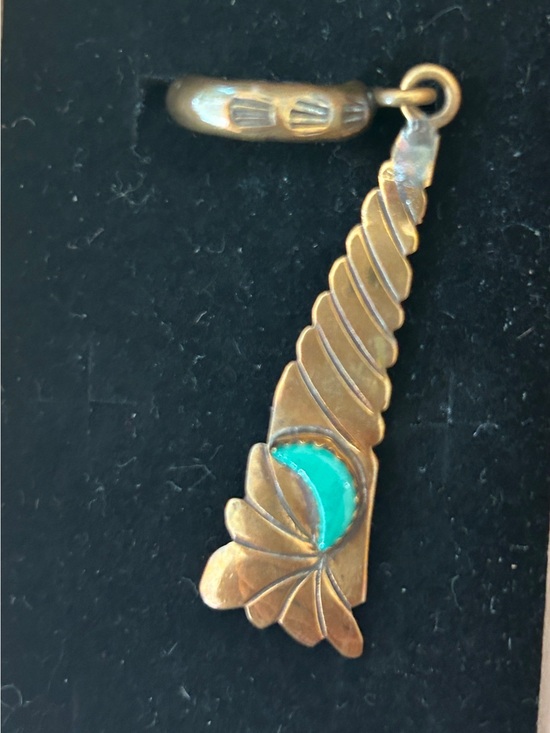 Jewelry - Brass and turquoise ear cuff. Vintage.